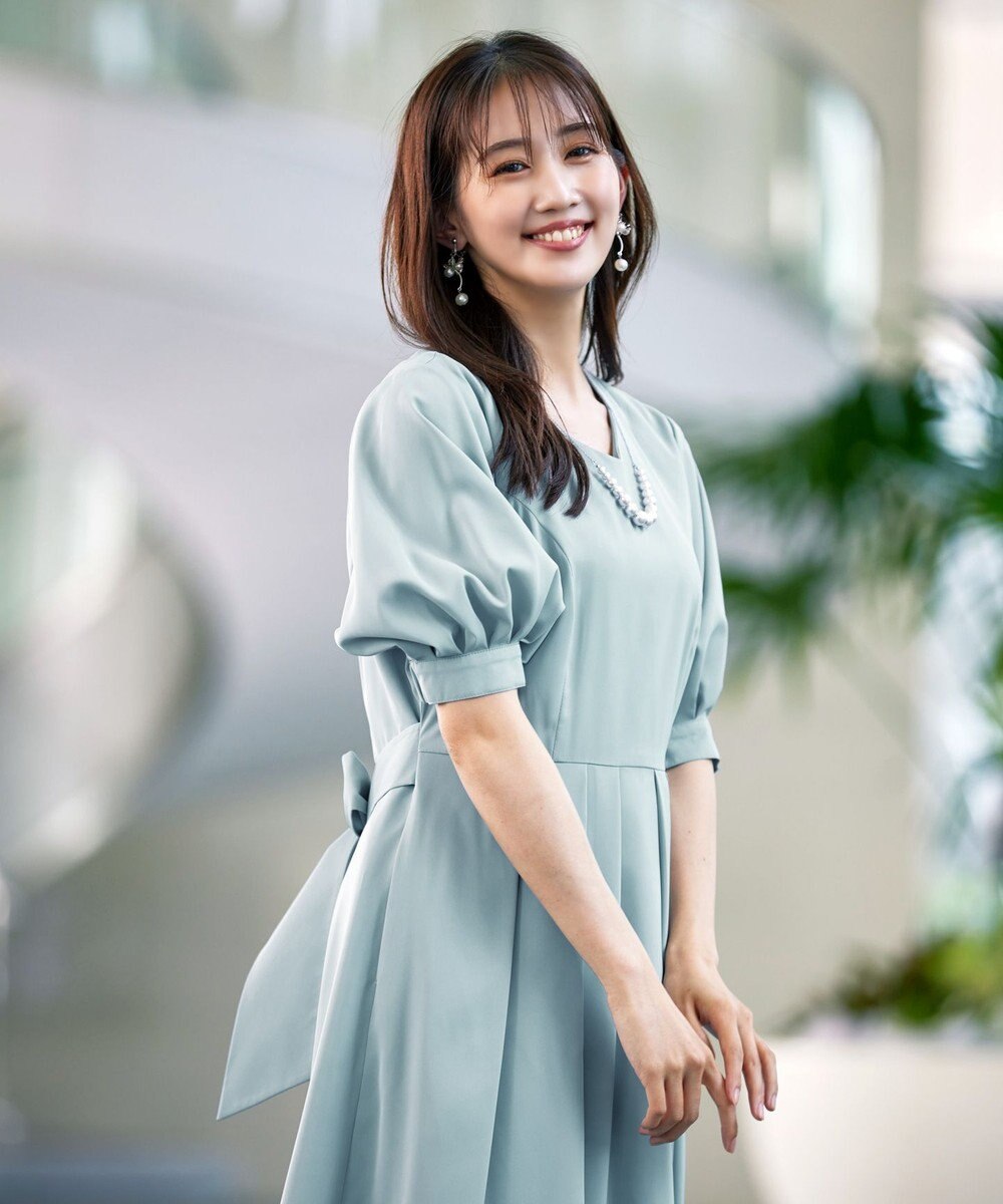 Tiaclasse 【洗える】パフスリーブワンピース 