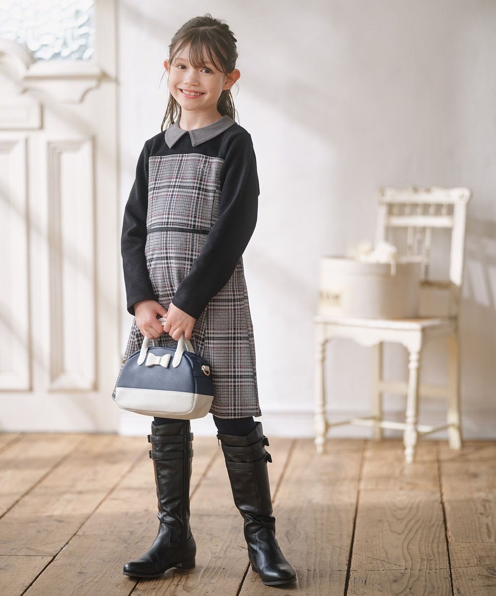 組曲 KIDS 【150-160㎝】レディチェック ワンピース 