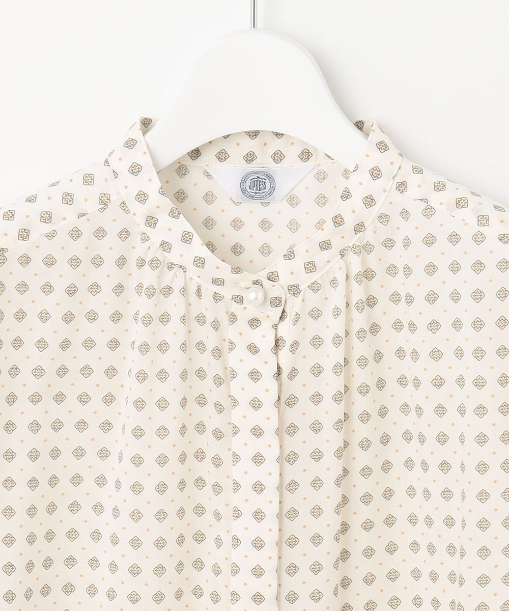 J.PRESS LADIES L 【洗える】 ジオメトリック スタンドカラー ブラウス 