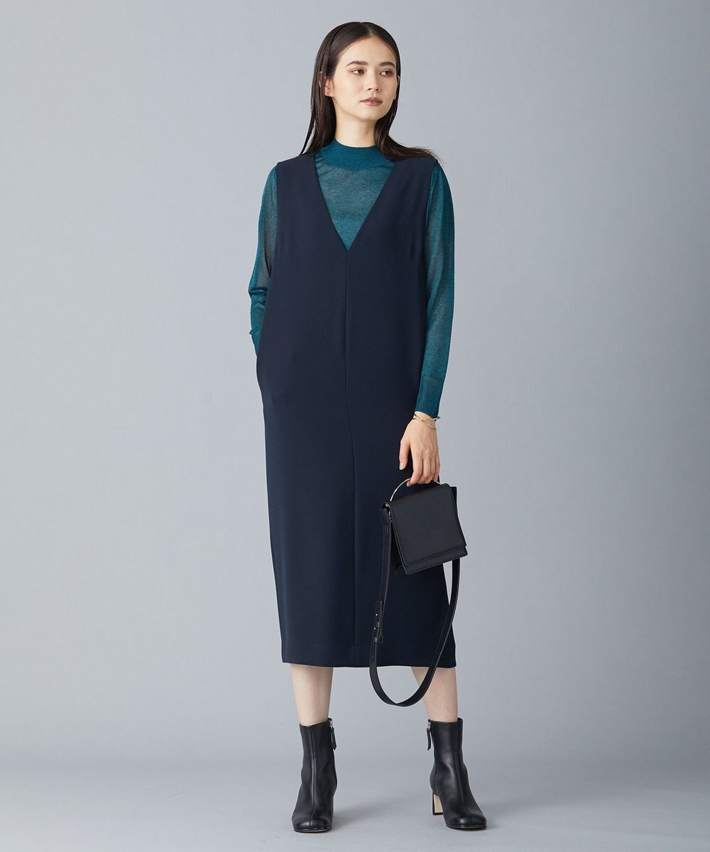 ICB 【洗える】ラメシアー モックネックニット 