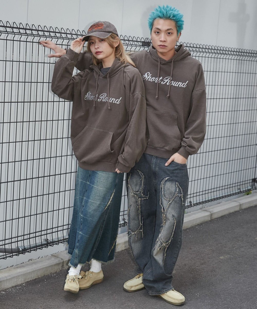 WEGO 【ユニセックス着用ITEM】ピグメントラメグラフィックプルパーカー 