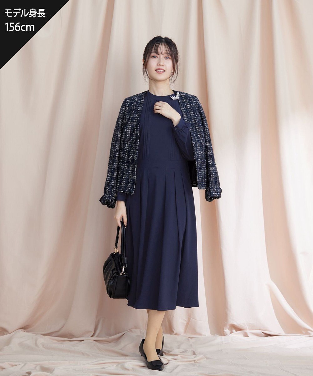 Tiaclasse L 【洗える】ラメチェックツイードジャケット 