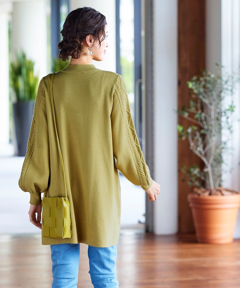 Tiaclasse 【洗える】袖ケーブルニットチュニック 