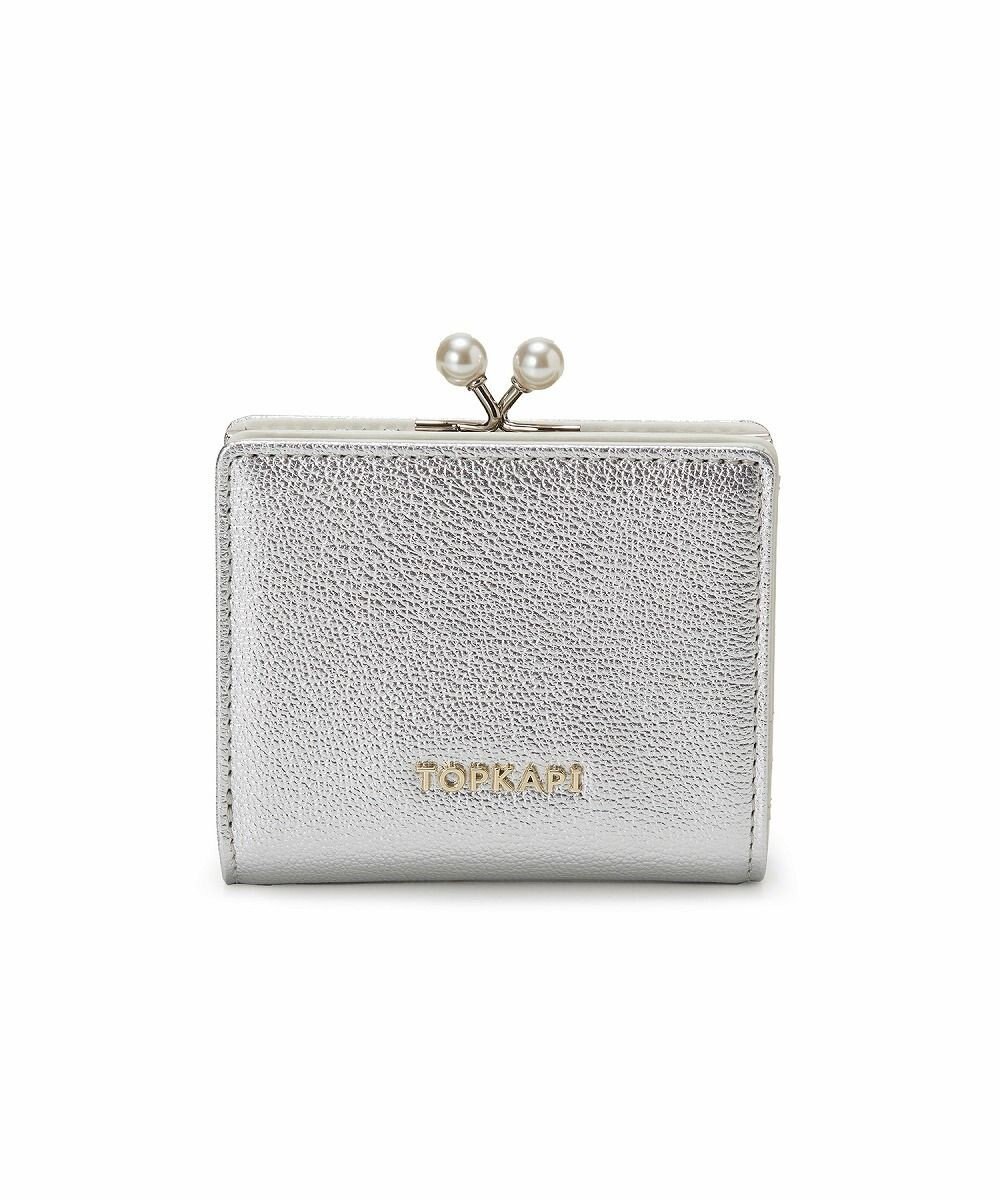 TOPKAPI 【TOPKAPI】シュリンクレザー パール がま口 二つ折り 財布 