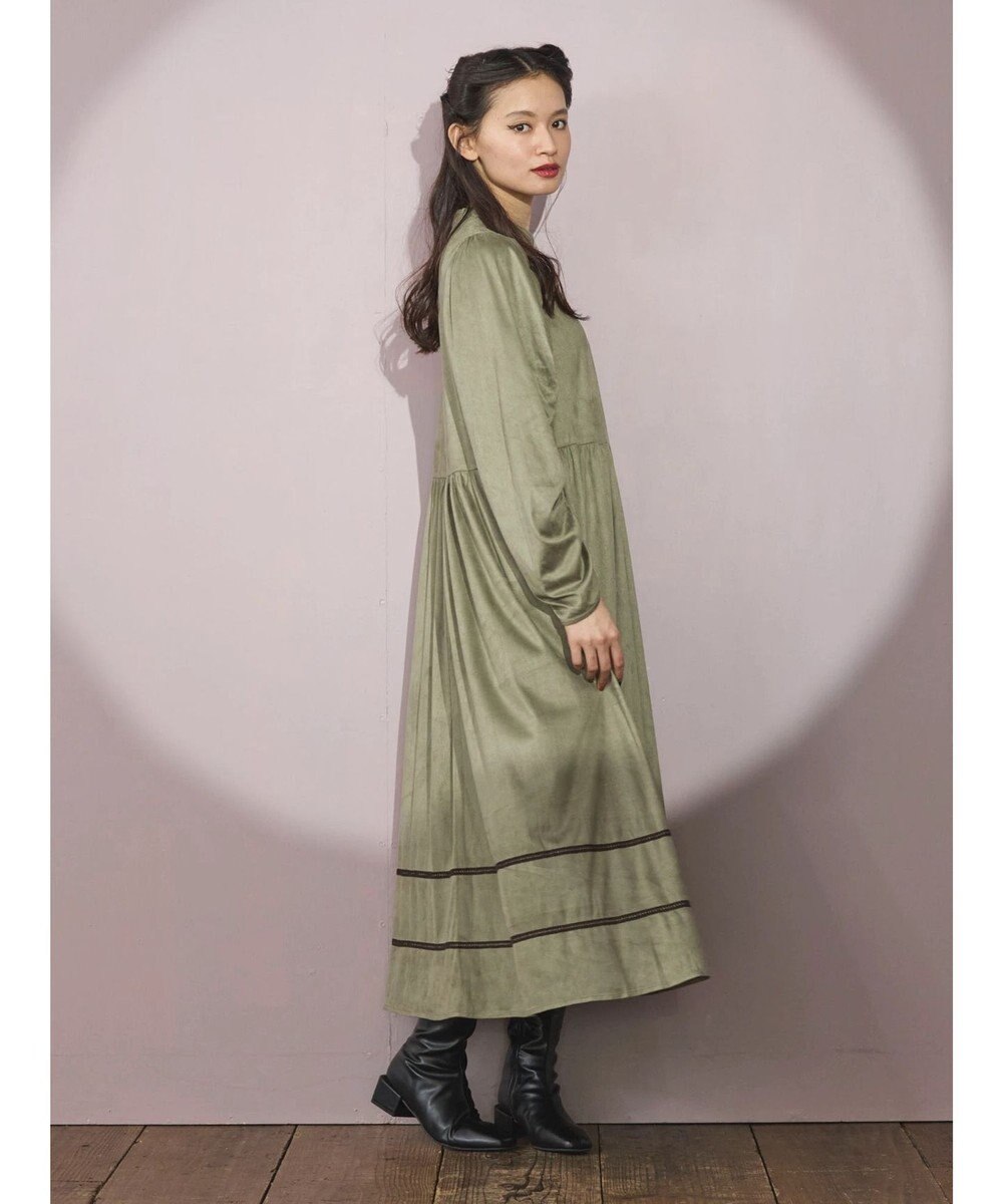 Green Parks ■ＥＳＣＡＲ　スエード調ギャザーキリカエワンピース 