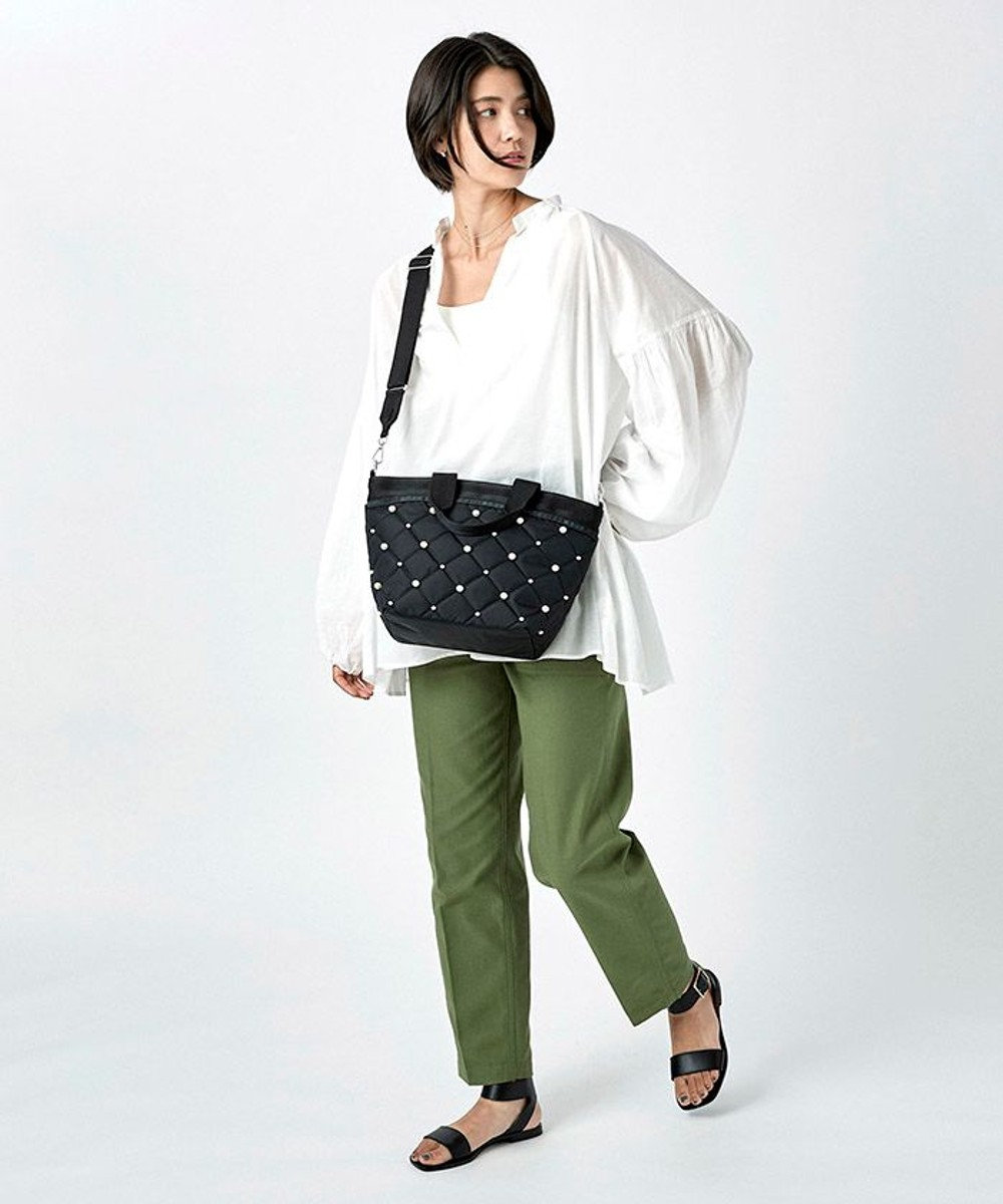 BUCKET TOTE W PEARLS/ブラックパール, ブラックパール, F