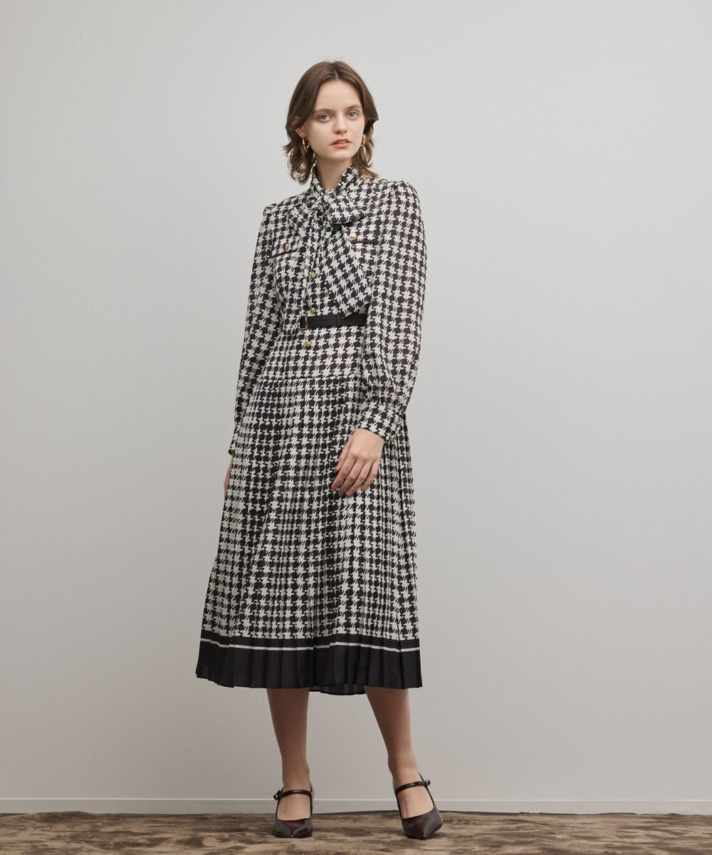 GRACE CONTINENTAL バイカラーチェックプリントワンピース 