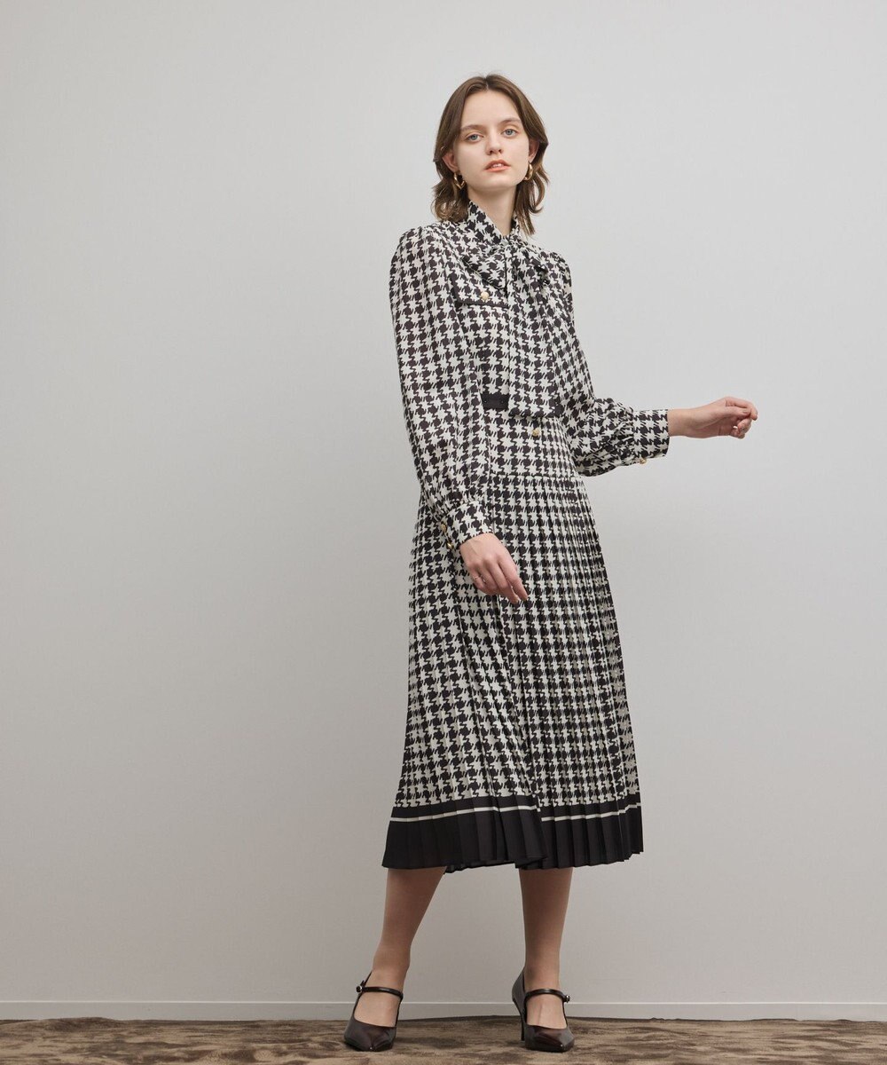 GRACE CONTINENTAL バイカラーチェックプリントワンピース 