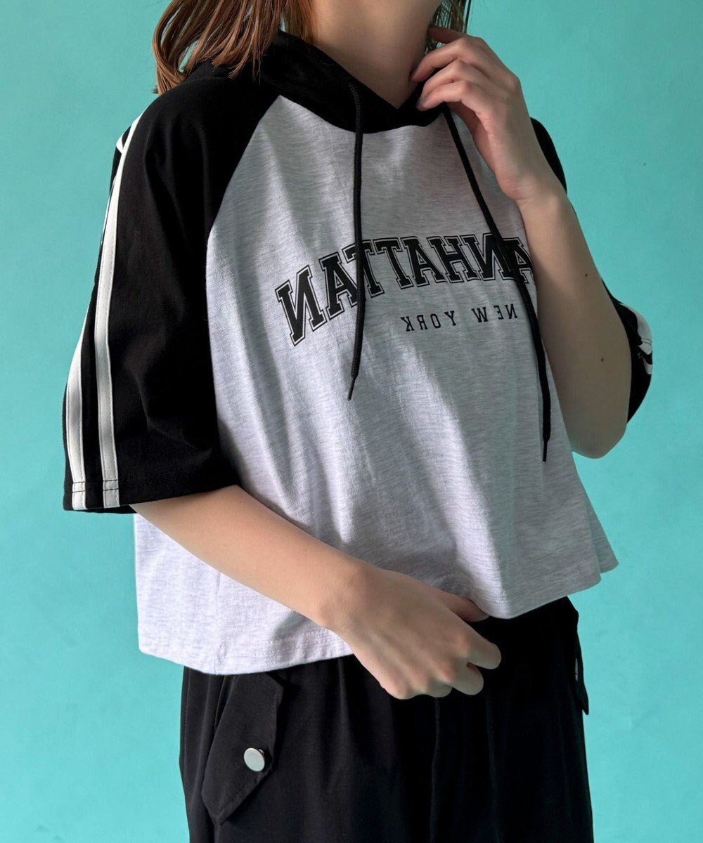 WEGO フーデッドラグランT 