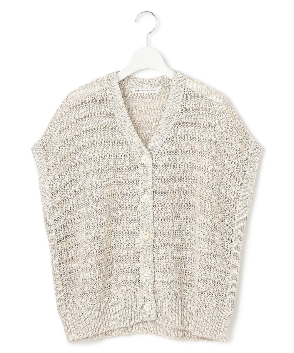 23区 L 【洗える】テープミックススカシ ドルマン ニットベスト 