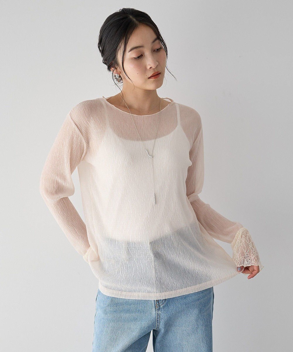 YECCA VECCA 袖レースシアートップス 