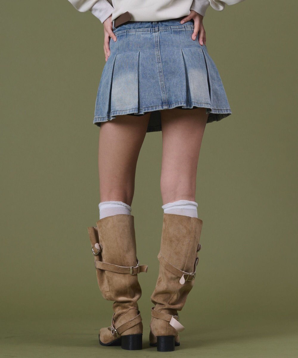 WEGO タックプリーツデニムミニスカパン 