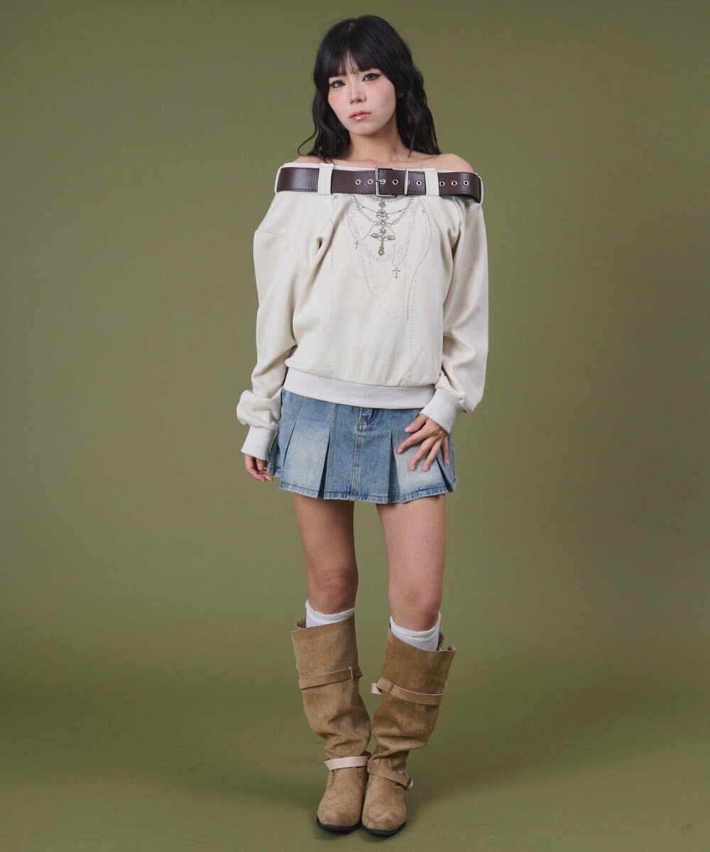 WEGO タックプリーツデニムミニスカパン 