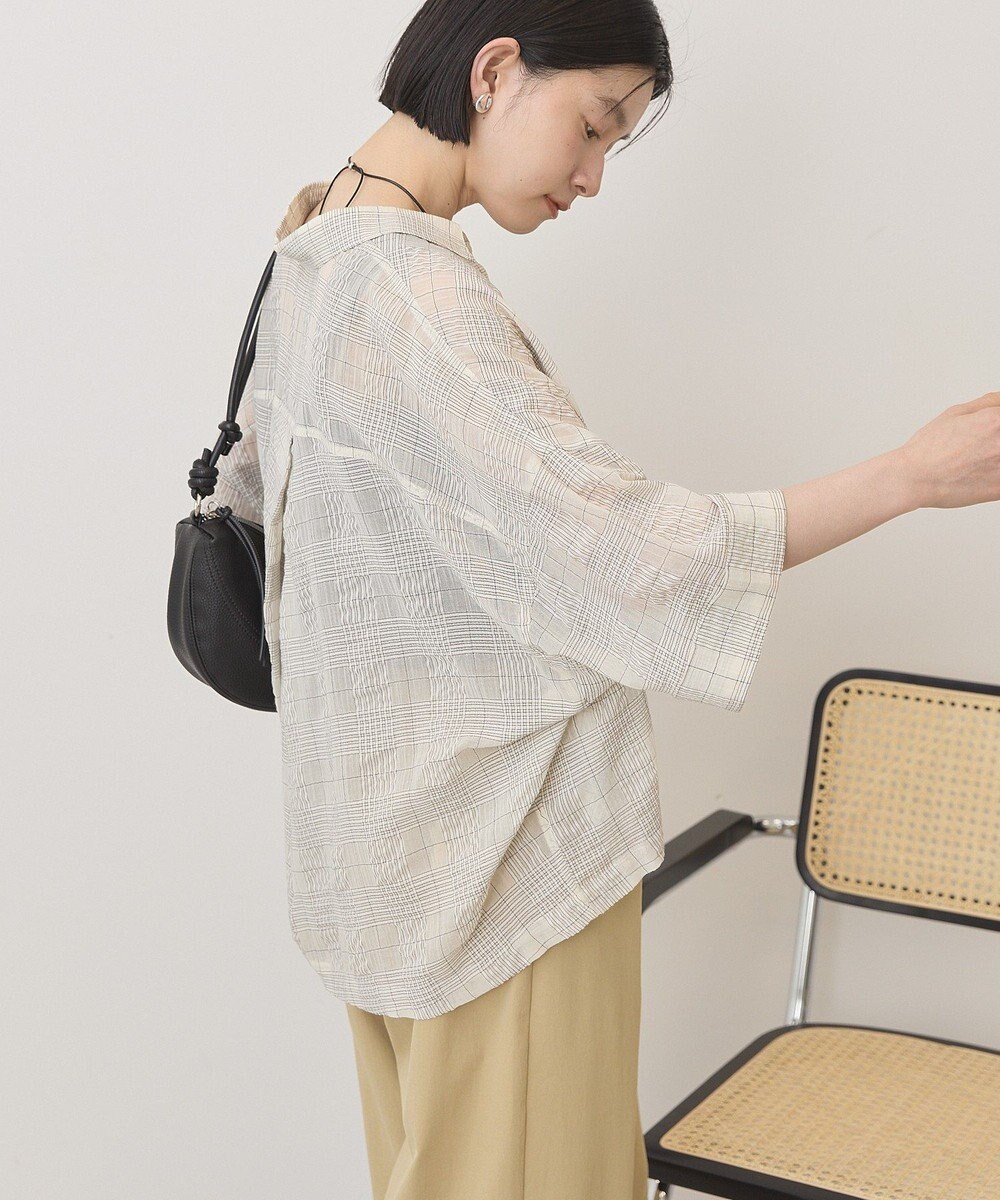AMERICAN HOLIC シアーチェックショート丈シャツ 