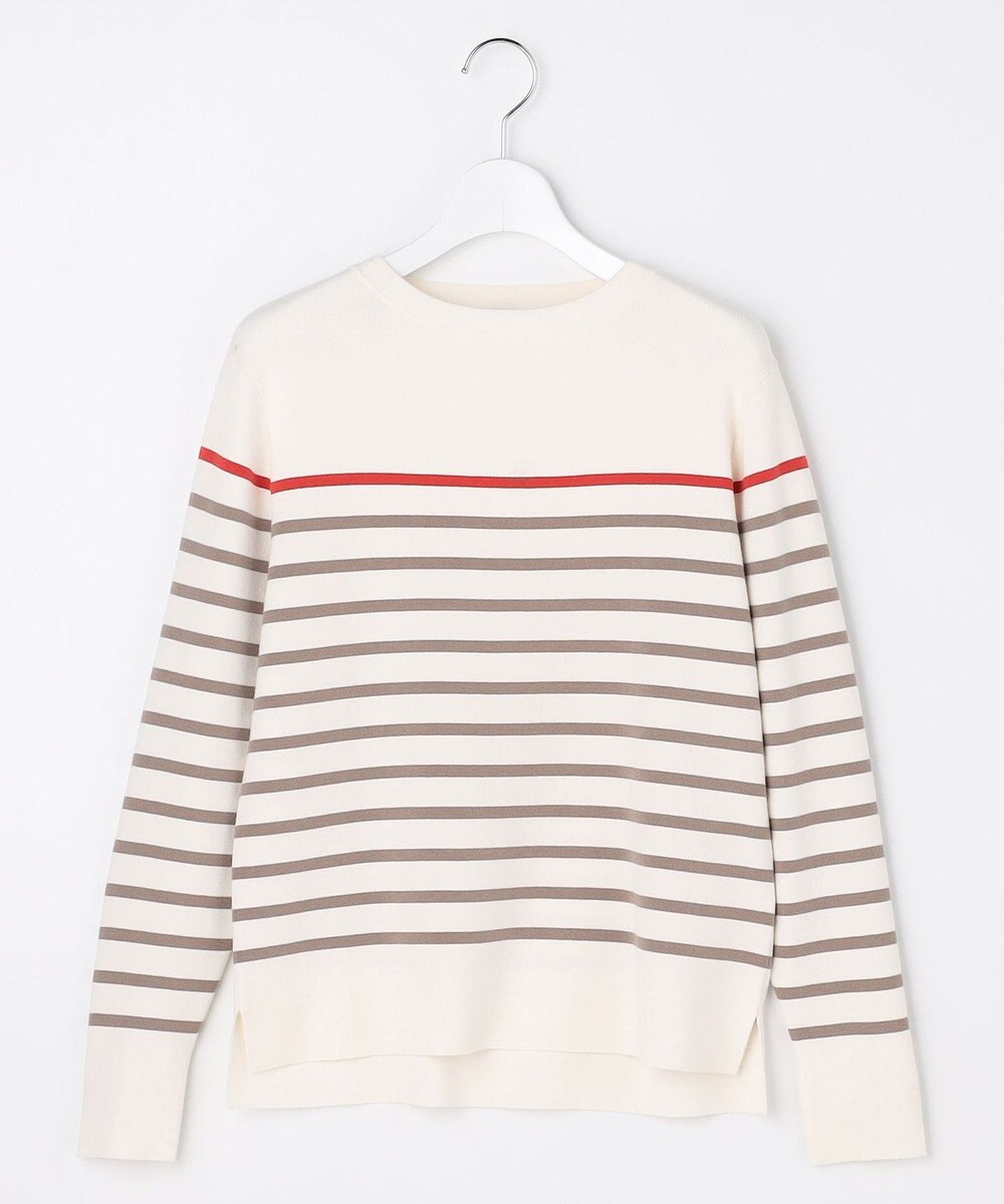 J.PRESS LADIES L Rayon Stretch Border ニット 