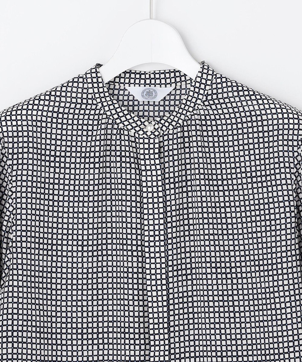 J.PRESS LADIES L ジーナ梨地 幾何プリント ブラウス 