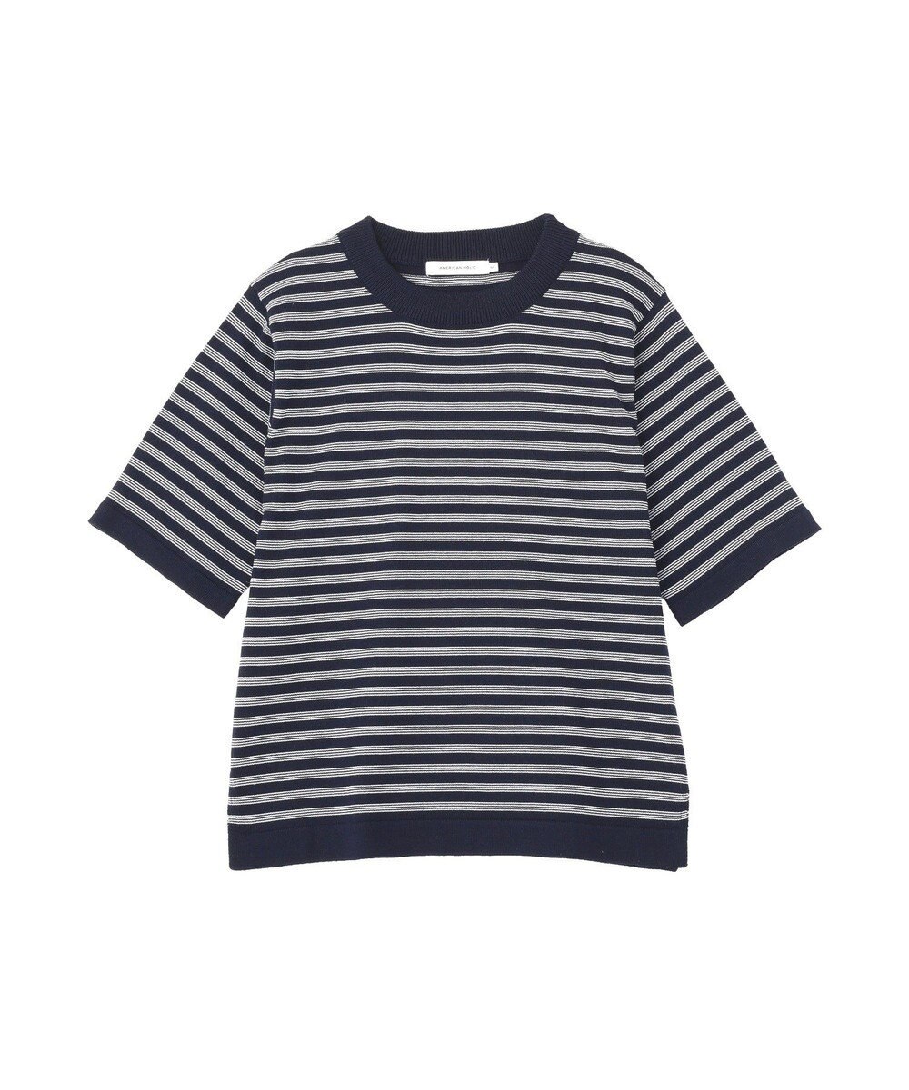 AMERICAN HOLIC ボーダーハーフスリーブニットプルオーバー 