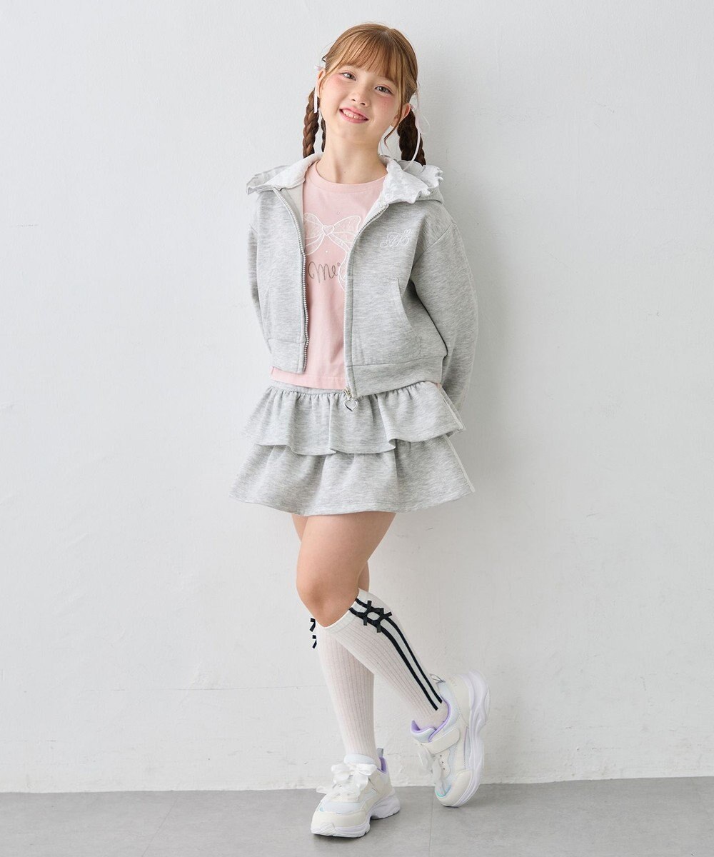 ANY KIDS 肩開きライン入り リボン長袖Tシャツ 