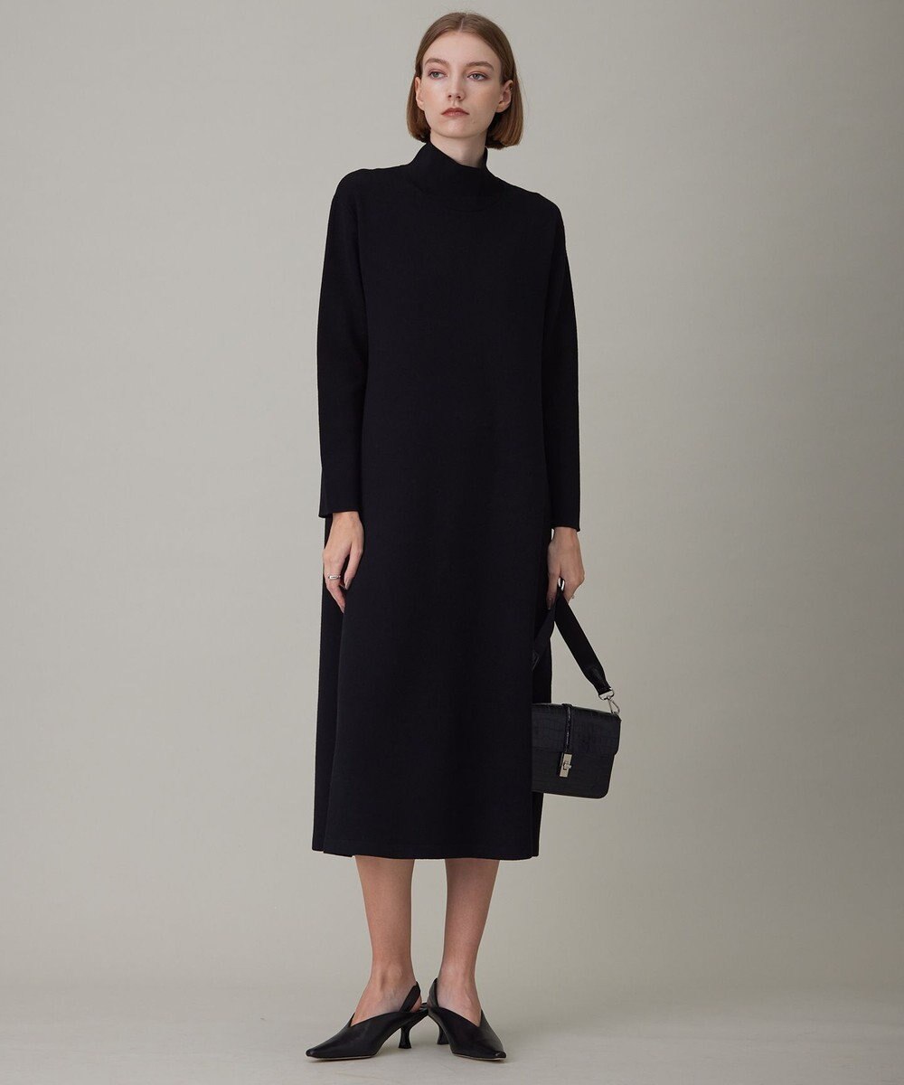ICB L ウールブレンドスムース ハイネックワンピース 