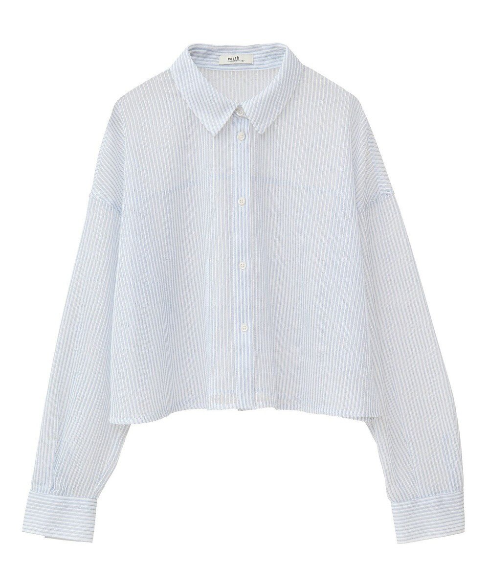 earth music&ecology メッシュストライプショートシャツ 