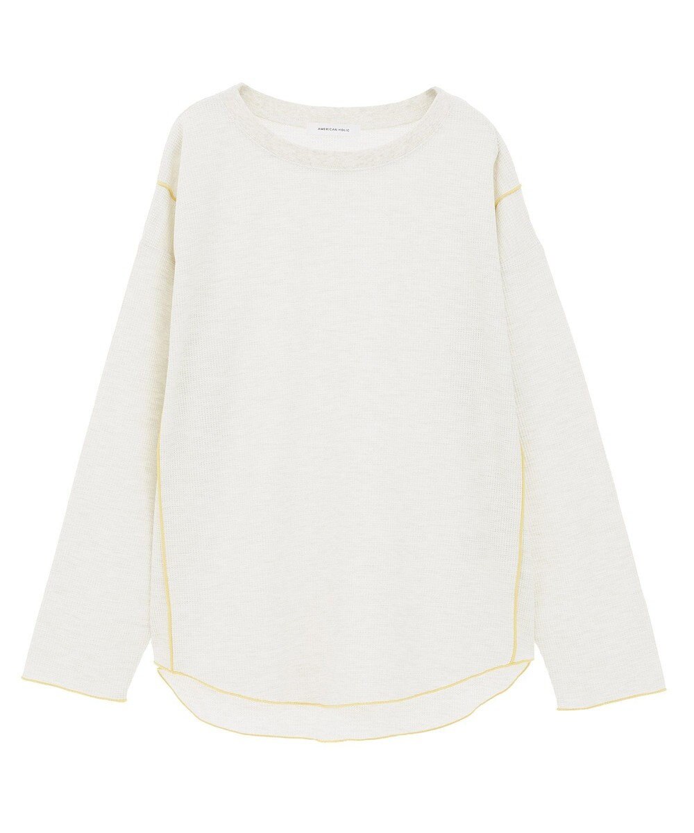 AMERICAN HOLIC ワッフル配色メロープルオーバー 