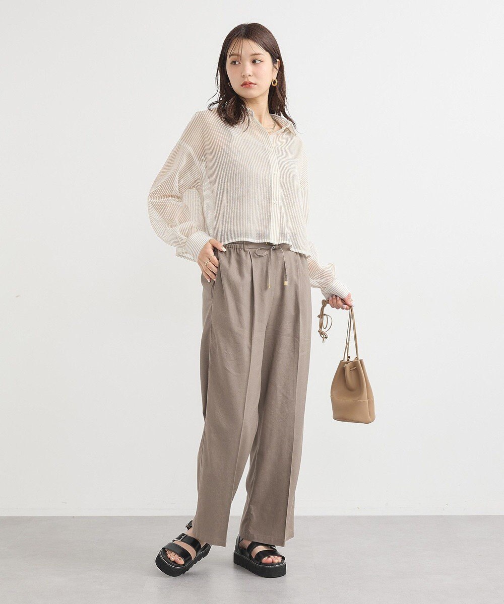 earth music&ecology メッシュストライプショートシャツ 