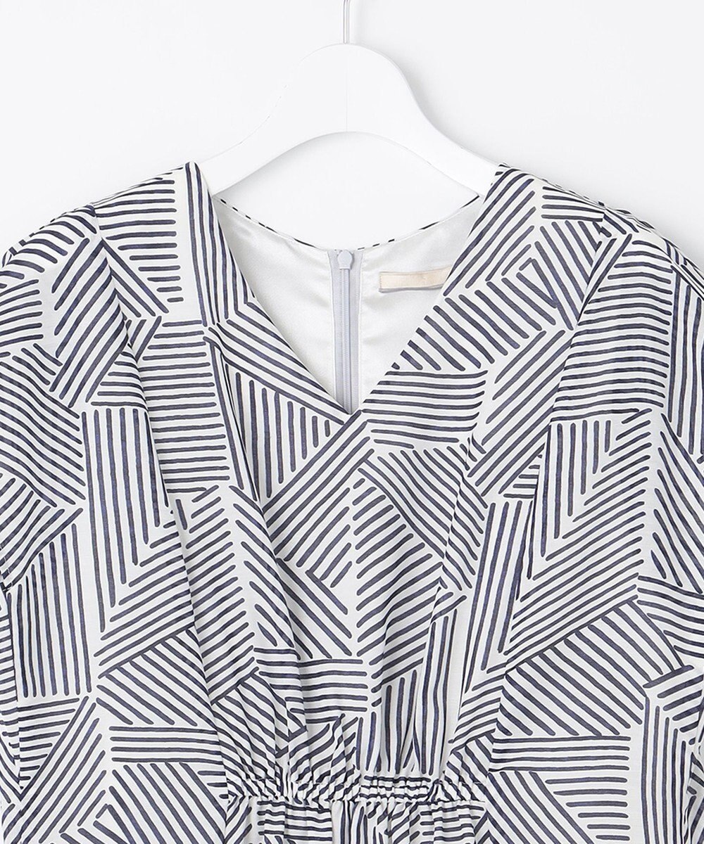 自由区 【洗える・XSサイズあり】モザイクラインプリント ワンピース 