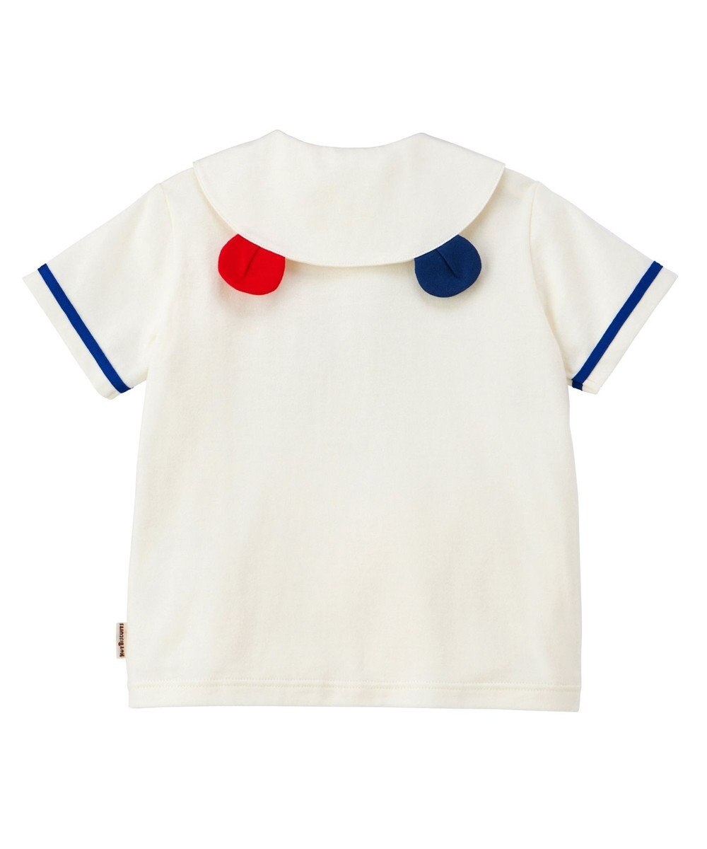 MIKI HOUSE HOT BISCUITS 【70-110cm】 くま耳 セーラーカラー半袖Tシャツ 