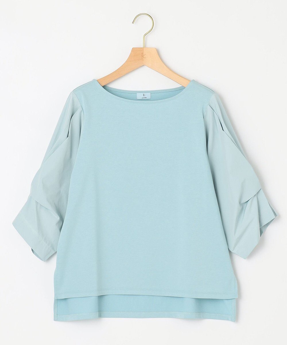 組曲 L 【洗える】プレーティングコンビブロー カットソーブラウス 