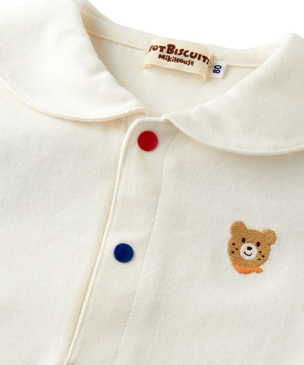 MIKI HOUSE HOT BISCUITS 【70-110cm】 くま耳 セーラーカラー半袖Tシャツ 