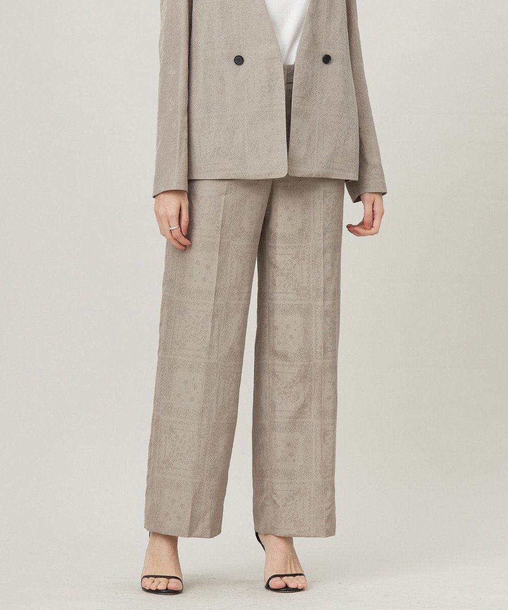 ICB L 【日本製・洗える】ペイズリーレノクロス ワイドストレートパンツ 