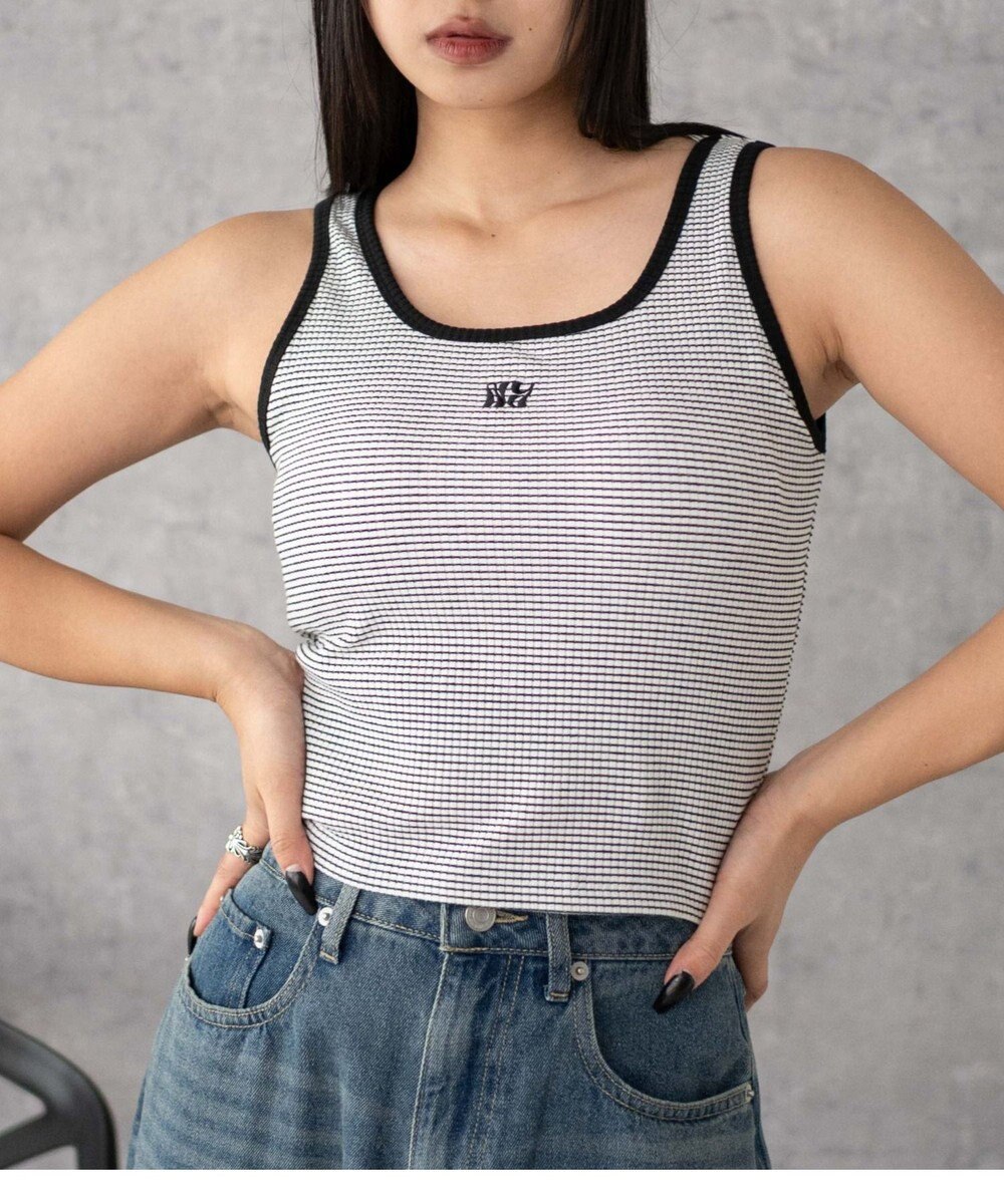 WEGO 【カップ付きインナー】グラフィックカップ付きリブタンク 