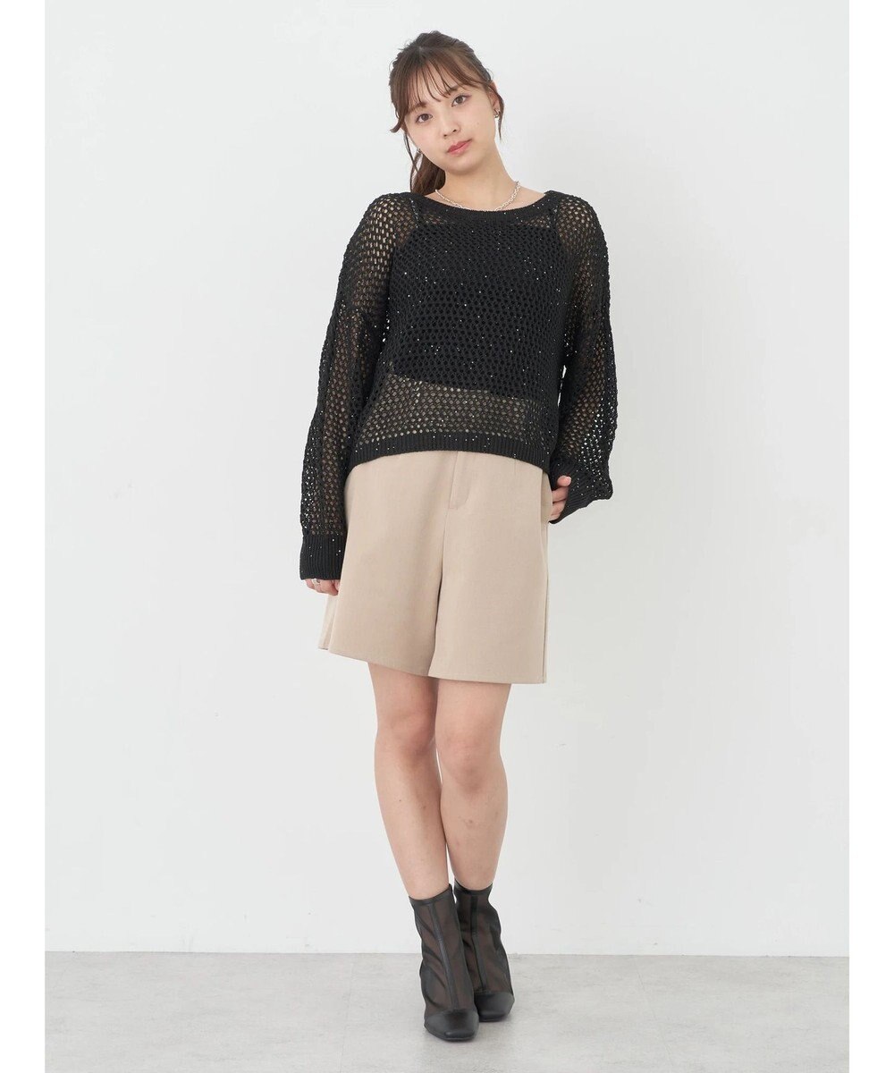 earth music&ecology スパンコールショートゆるニット 