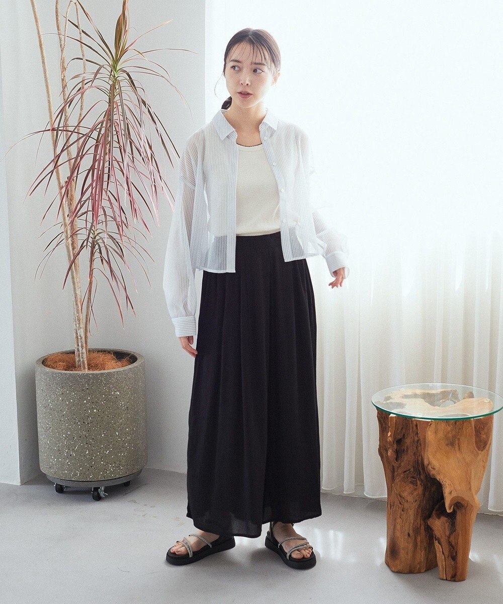 earth music&ecology メッシュストライプショートシャツ 