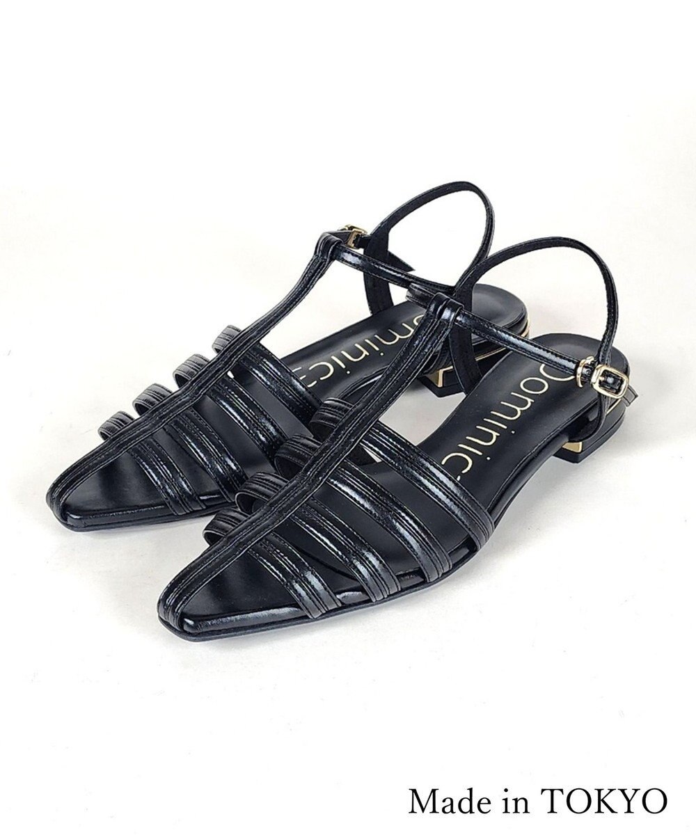 Dominic3 バイカラー Tストラップサンダル 