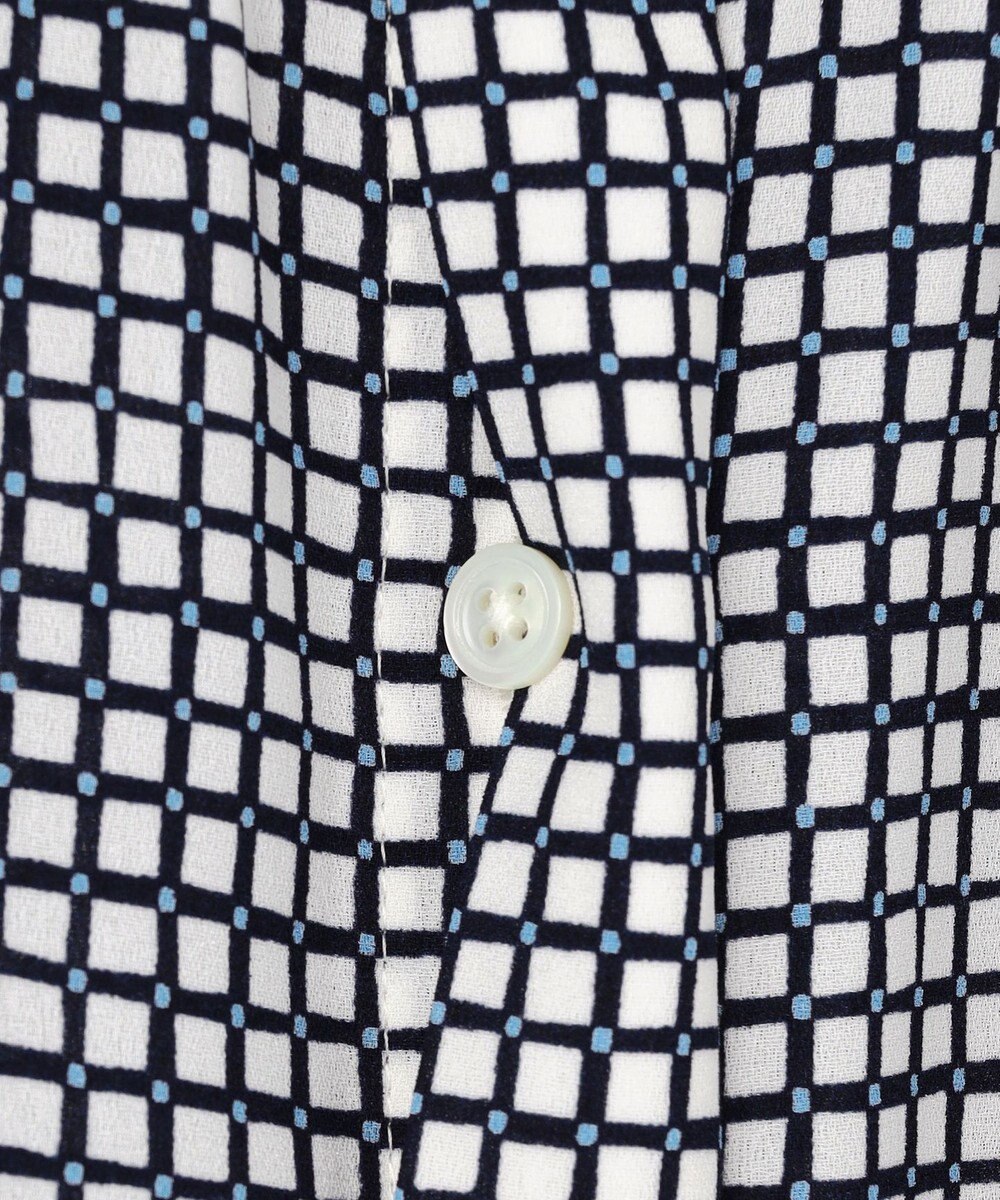 J.PRESS LADIES L ジーナ梨地 幾何プリント ブラウス 