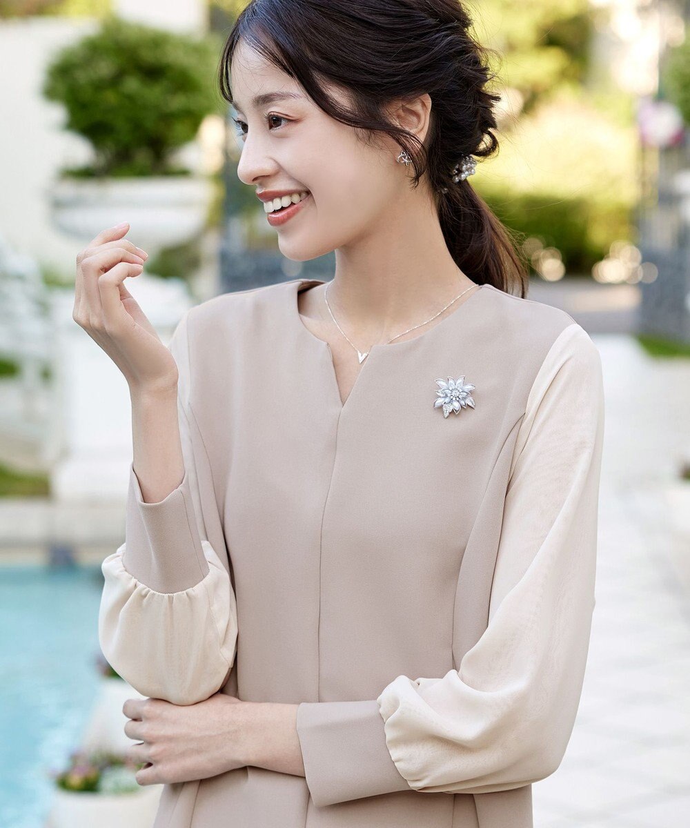 Tiaclasse L 【ストレッチジョーゼット】 シフォン袖ワンピース 