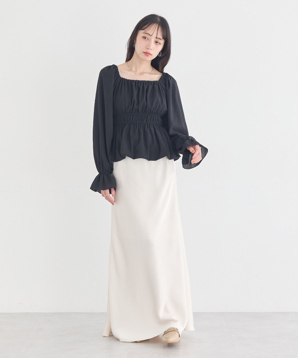 earth music&ecology バルーンヘムブラウス 
