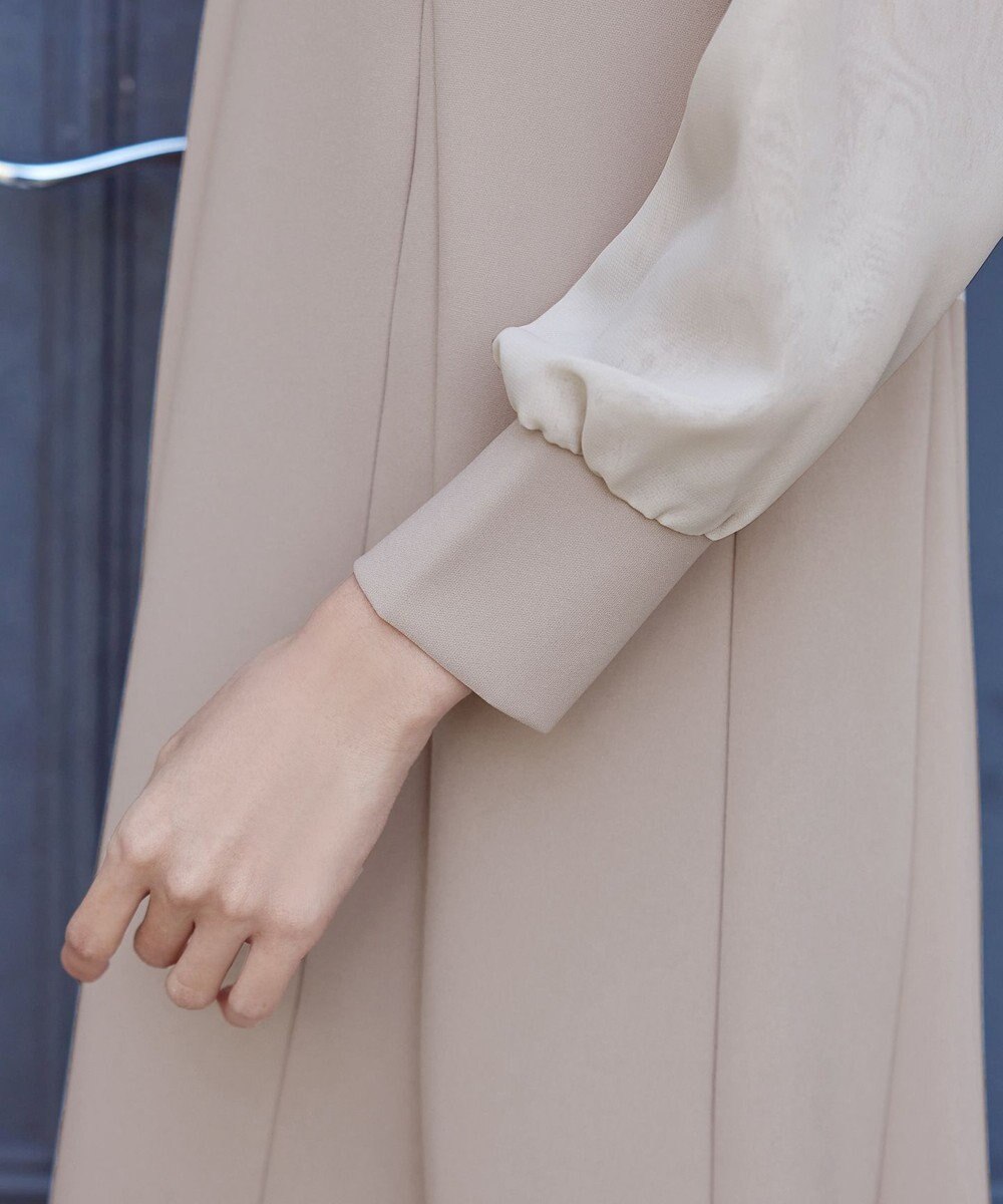 Tiaclasse L 【ストレッチジョーゼット】 シフォン袖ワンピース 