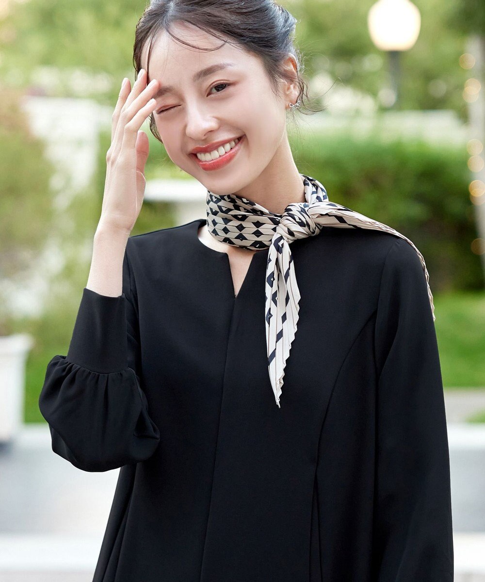 Tiaclasse L 【ストレッチジョーゼット】 シフォン袖ワンピース 