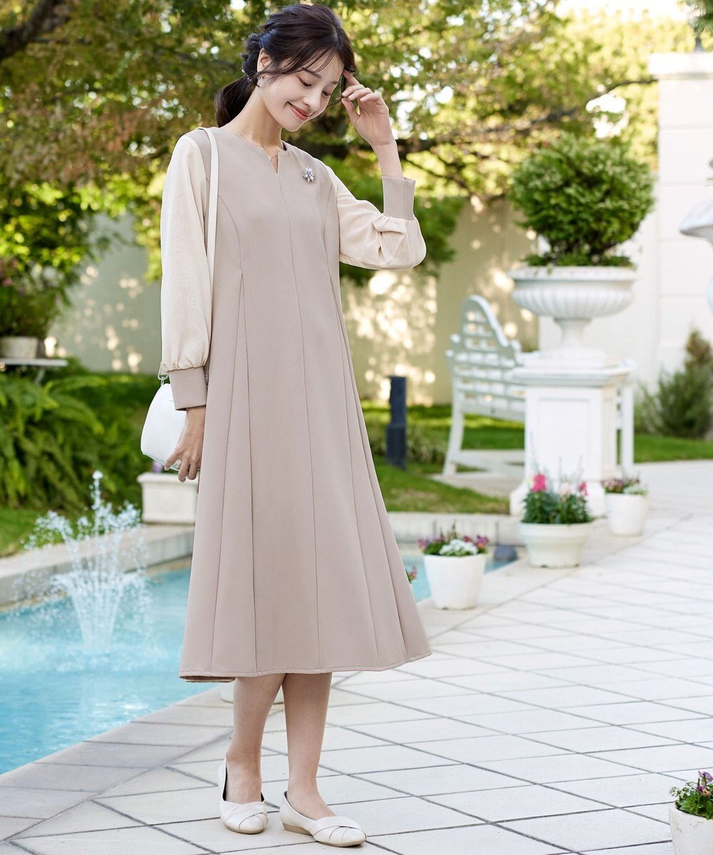 Tiaclasse L 【ストレッチジョーゼット】 シフォン袖ワンピース 