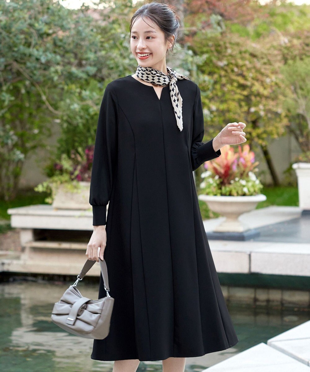 Tiaclasse L 【ストレッチジョーゼット】 シフォン袖ワンピース 