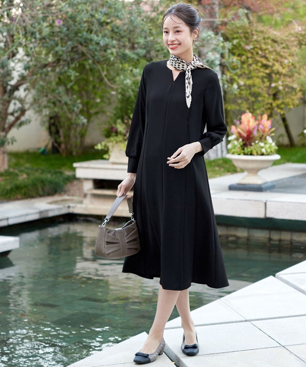 Tiaclasse L 【ストレッチジョーゼット】 シフォン袖ワンピース 