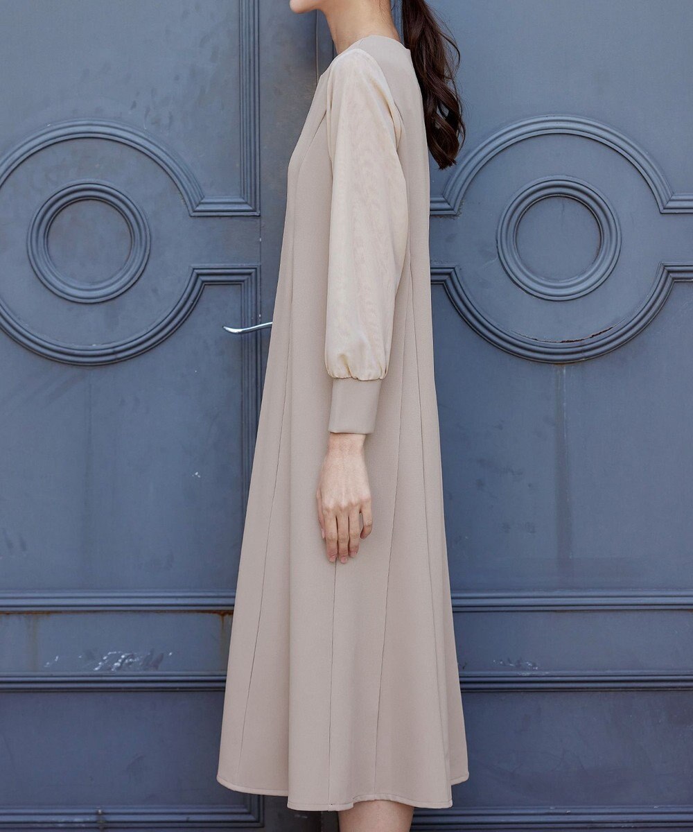 Tiaclasse L 【ストレッチジョーゼット】 シフォン袖ワンピース 