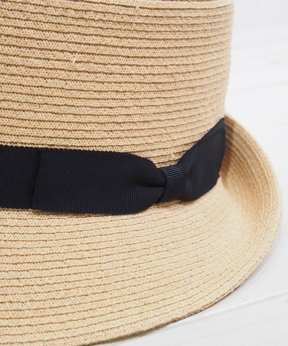 石田製帽 【サイズ調整可】ラフィアブレード　角クロッシェ　ハイバックハット 