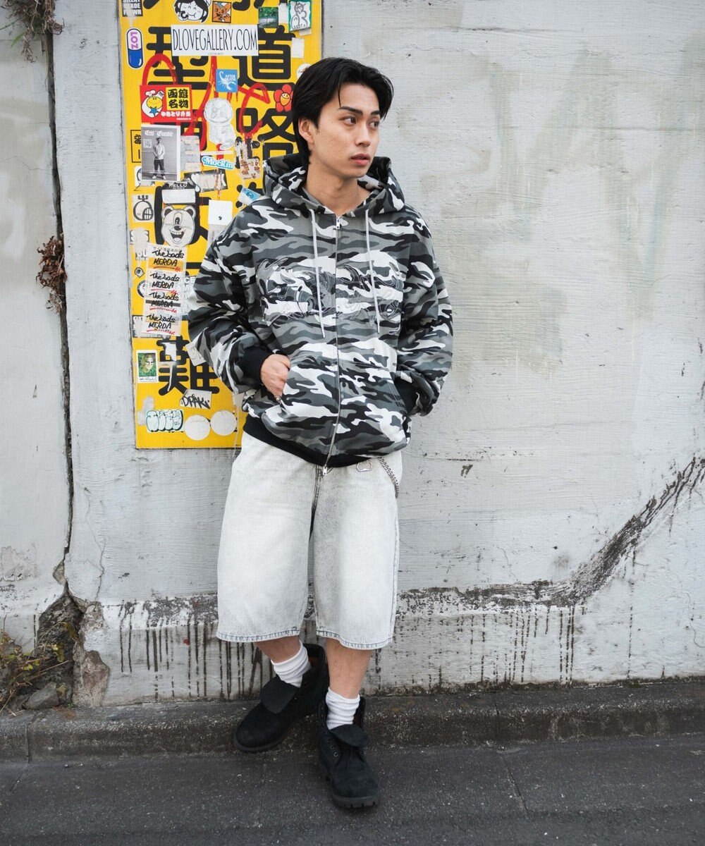 WEGO 【ユニセックス着用ITEM/MLサイズ展開】カモフラグラフィックZIPパーカー 