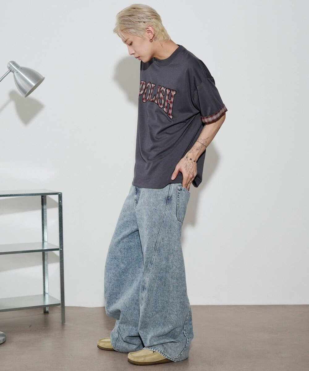 WEGO 【ユニセックス着用ITEM】チェックディテールロゴT（SS） 