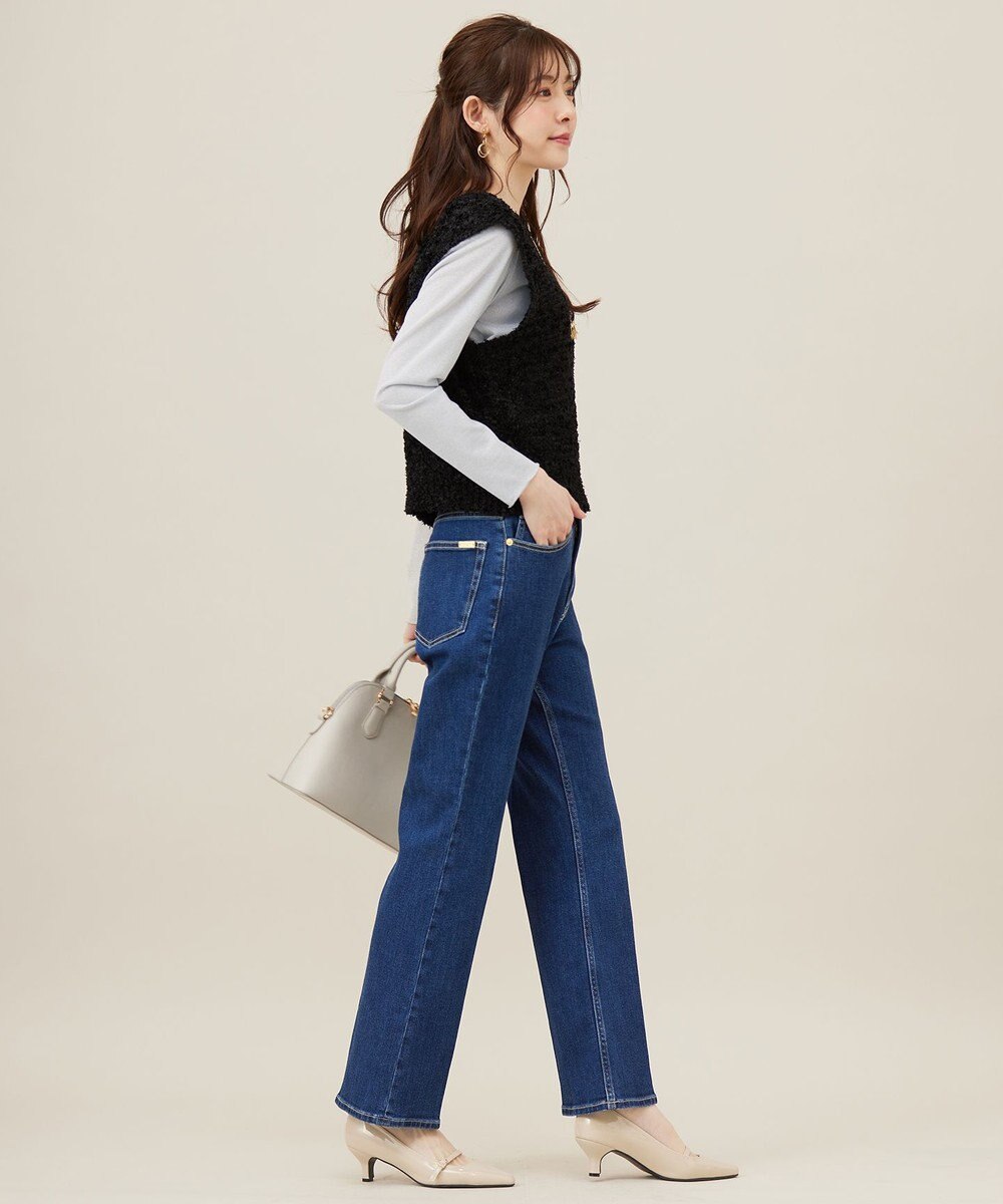 ANY SIS L 【美Denimシリーズ】センタープレスセミフレア デニム 