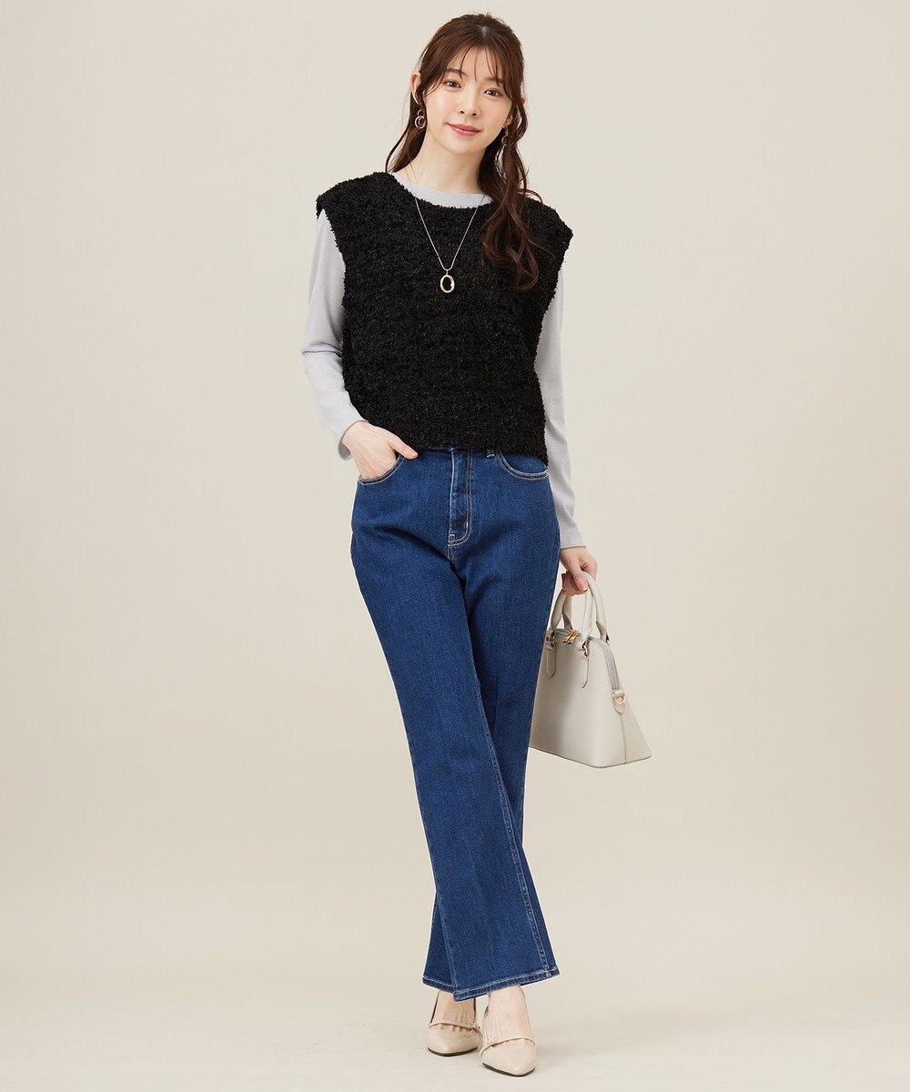 ANY SIS L 【美Denimシリーズ】センタープレスセミフレア デニム 