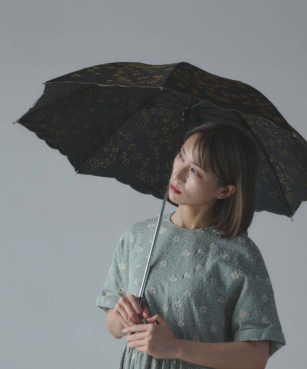 AND WOOL 〈一級遮光生地・晴雨兼用〉フェンネル刺繍の日傘 （長傘タイプ） 